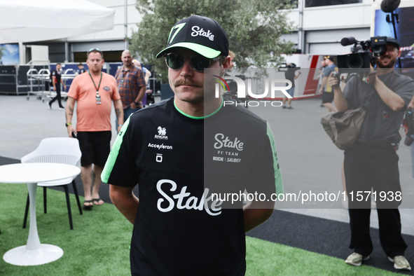 Valtteri Bottas of Kick Sauber before first practice ahead of the Formula 1 Grand Prix of Azerbaijan at Baku City Circuit in Baku, Azerbaija...