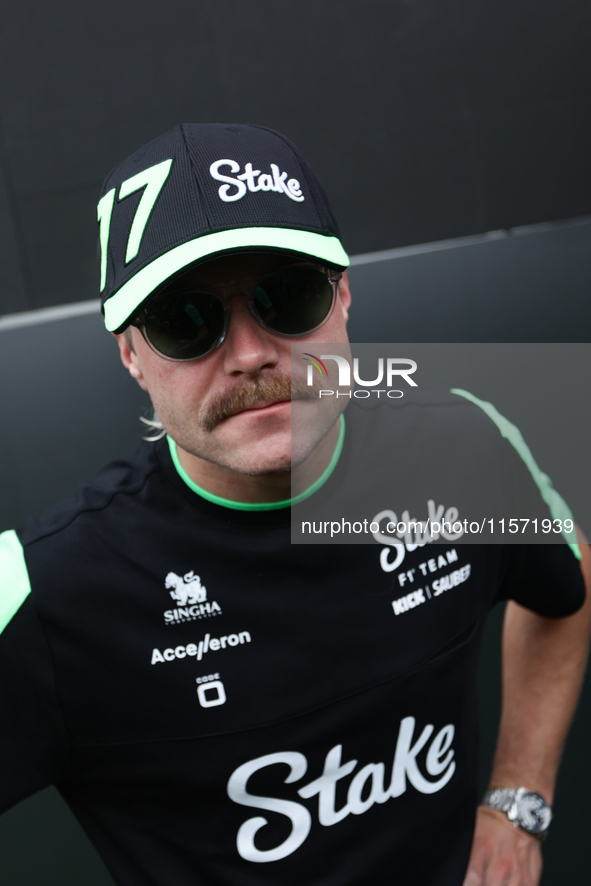 Valtteri Bottas of Kick Sauber before first practice ahead of the Formula 1 Grand Prix of Azerbaijan at Baku City Circuit in Baku, Azerbaija...