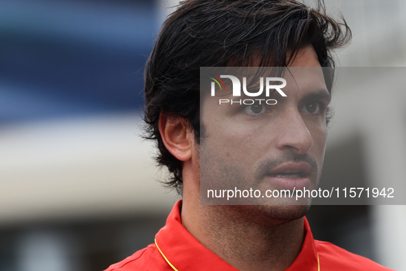 Carlos Sainz of Ferrari before first practice ahead of the Formula 1 Grand Prix of Azerbaijan at Baku City Circuit in Baku, Azerbaijan on Se...