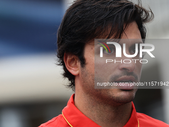 Carlos Sainz of Ferrari before first practice ahead of the Formula 1 Grand Prix of Azerbaijan at Baku City Circuit in Baku, Azerbaijan on Se...