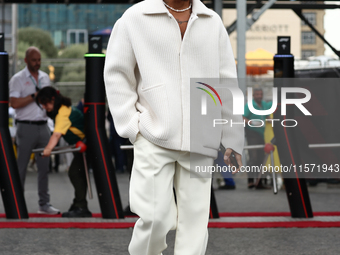 Lewis Hamilton of Mercedes before first practice ahead of the Formula 1 Grand Prix of Azerbaijan at Baku City Circuit in Baku, Azerbaijan on...