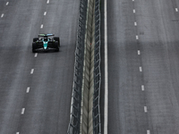 Lance Stroll of Aston Martin Aramco during first practice ahead of the Formula 1 Grand Prix of Azerbaijan at Baku City Circuit in Baku, Azer...