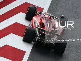 Charles Leclerc of Ferrari during first practice ahead of the Formula 1 Grand Prix of Azerbaijan at Baku City Circuit in Baku, Azerbaijan on...