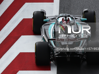 George Russell of Mercedes during first practice ahead of the Formula 1 Grand Prix of Azerbaijan at Baku City Circuit in Baku, Azerbaijan on...