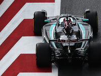 George Russell of Mercedes during first practice ahead of the Formula 1 Grand Prix of Azerbaijan at Baku City Circuit in Baku, Azerbaijan on...