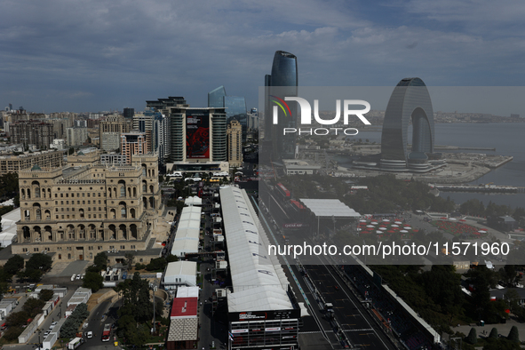 A view during first practice ahead of the Formula 1 Grand Prix of Azerbaijan at Baku City Circuit in Baku, Azerbaijan on September 13, 2024....