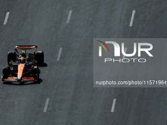 Lando Norris of McLaren during first practice ahead of the Formula 1 Grand Prix of Azerbaijan at Baku City Circuit in Baku, Azerbaijan on Se...