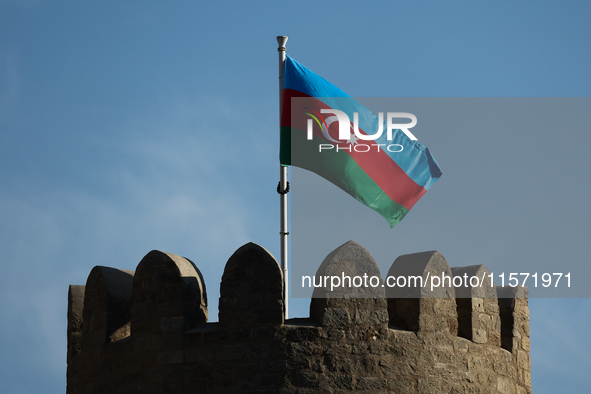 Flag og Azerbaijan during second practice ahead of the Formula 1 Grand Prix of Azerbaijan at Baku City Circuit in Baku, Azerbaijan on Septem...