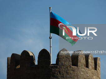 Flag og Azerbaijan during second practice ahead of the Formula 1 Grand Prix of Azerbaijan at Baku City Circuit in Baku, Azerbaijan on Septem...