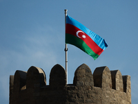 Flag og Azerbaijan during second practice ahead of the Formula 1 Grand Prix of Azerbaijan at Baku City Circuit in Baku, Azerbaijan on Septem...