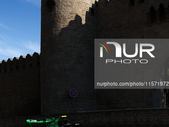 Zhou Guanyu of Kick Sauber during second practice ahead of the Formula 1 Grand Prix of Azerbaijan at Baku City Circuit in Baku, Azerbaijan o...