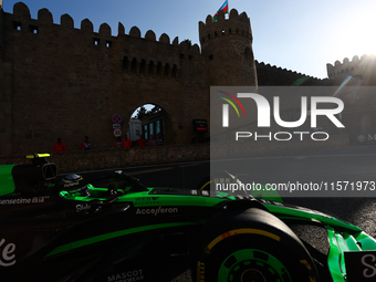 Zhou Guanyu of Kick Sauber during second practice ahead of the Formula 1 Grand Prix of Azerbaijan at Baku City Circuit in Baku, Azerbaijan o...