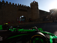 Zhou Guanyu of Kick Sauber during second practice ahead of the Formula 1 Grand Prix of Azerbaijan at Baku City Circuit in Baku, Azerbaijan o...