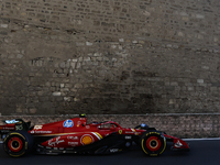 Carlos Sainz of Ferrari during second practice ahead of the Formula 1 Grand Prix of Azerbaijan at Baku City Circuit in Baku, Azerbaijan on S...