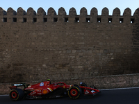 Carlos Sainz of Ferrari during second practice ahead of the Formula 1 Grand Prix of Azerbaijan at Baku City Circuit in Baku, Azerbaijan on S...