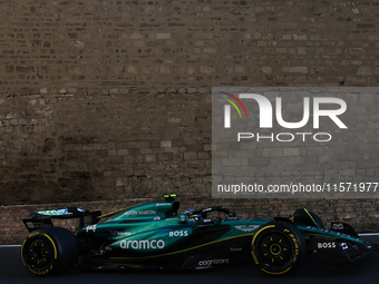 Fernando Alonso of Aston Martin Aramco during second practice ahead of the Formula 1 Grand Prix of Azerbaijan at Baku City Circuit in Baku,...