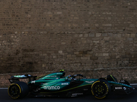 Fernando Alonso of Aston Martin Aramco during second practice ahead of the Formula 1 Grand Prix of Azerbaijan at Baku City Circuit in Baku,...