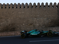 Lance Stroll of Aston Martin Aramco during second practice ahead of the Formula 1 Grand Prix of Azerbaijan at Baku City Circuit in Baku, Aze...