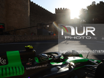 Zhou Guanyu of Kick Sauber during second practice ahead of the Formula 1 Grand Prix of Azerbaijan at Baku City Circuit in Baku, Azerbaijan o...