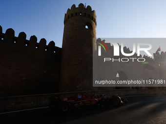 Carlos Sainz of Ferrari during second practice ahead of the Formula 1 Grand Prix of Azerbaijan at Baku City Circuit in Baku, Azerbaijan on S...