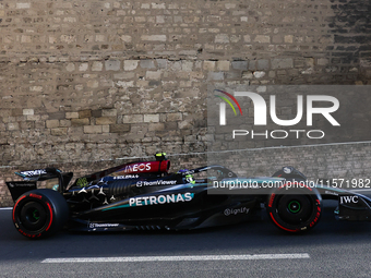 Lewis Hamilton of Mercedes during second practice ahead of the Formula 1 Grand Prix of Azerbaijan at Baku City Circuit in Baku, Azerbaijan o...