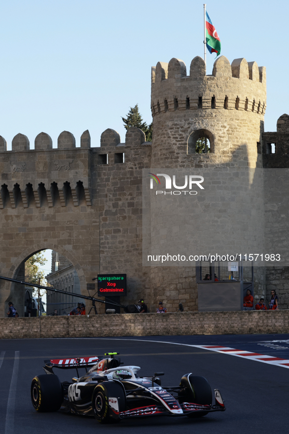 Nico Hulkenberg of Haas during second practice ahead of the Formula 1 Grand Prix of Azerbaijan at Baku City Circuit in Baku, Azerbaijan on S...