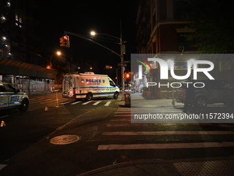 Police presence at the scene. A 24-year-old man is shot and killed in Bronx, New York, United States, on September 13, 2024. At approximatel...