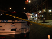 The NYPD investigates the crime scene. A 24-year-old man is shot and killed in Bronx, New York, United States, on September 13, 2024. At app...