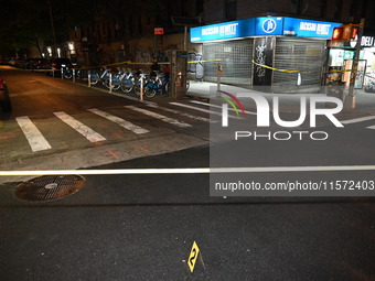 Evidence markers are at the scene. A 24-year-old man is shot and killed in Bronx, New York, United States, on September 13, 2024. At approxi...