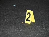 An evidence marker is at the scene. A 24-year-old man is shot and killed in Bronx, New York, United States, on September 13, 2024. At approx...