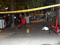 An evidence marker is at the scene. A 24-year-old man is shot and killed in Bronx, New York, United States, on September 13, 2024. At approx...