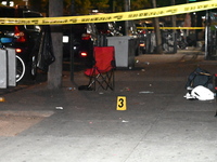 An evidence marker is at the scene. A 24-year-old man is shot and killed in Bronx, New York, United States, on September 13, 2024. At approx...