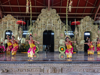 Pendet and Puspanjali dancers, accompanied by the Gong Kebyar art, enlivened the Pujawali ceremonies at the Parahyangan Agung Jagatkartta Te...