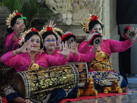 Pendet and Puspanjali dancers, accompanied by the Gong Kebyar art, enlivened the Pujawali ceremonies at the Parahyangan Agung Jagatkartta Te...