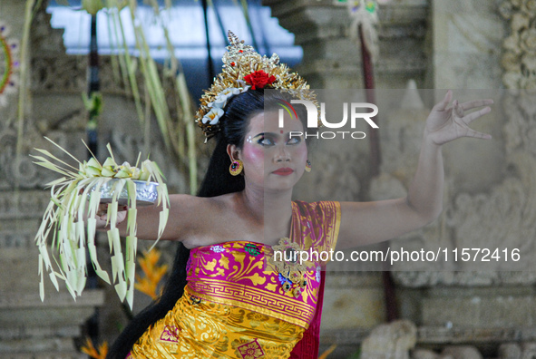 Pendet and Puspanjali dancers, accompanied by the Gong Kebyar art, enlivened the Pujawali ceremonies at the Parahyangan Agung Jagatkartta Te...