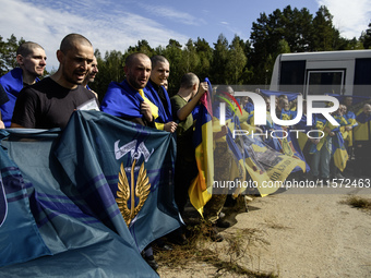 49 Ukrainian prisoners of war (POWs) return home following a prisoners of war swap with Russia in Chernihiv Region, Ukraine, on September 13...