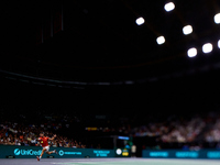 Carlos Alcaraz of Spain plays against Ugo Humbert of France during the 2024 Davis Cup Group B Stage match between France and Spain at Pabell...