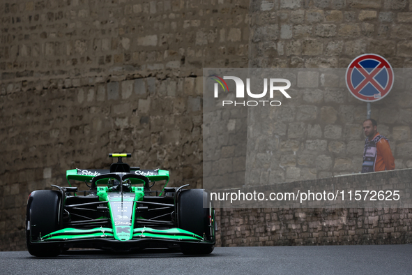 Zhou Guanyu of Kick Sauber during third practice ahead of the Formula 1 Grand Prix of Azerbaijan at Baku City Circuit in Baku, Azerbaijan on...