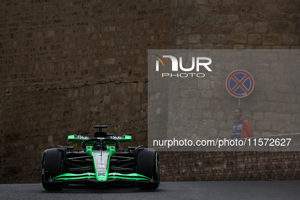 Valtteri Bottas of Kick Sauber during third practice ahead of the Formula 1 Grand Prix of Azerbaijan at Baku City Circuit in Baku, Azerbaija...