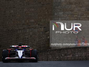 Daniel Ricciardo of RB during third practice ahead of the Formula 1 Grand Prix of Azerbaijan at Baku City Circuit in Baku, Azerbaijan on Sep...