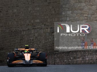 Lando Norris of McLaren during third practice ahead of the Formula 1 Grand Prix of Azerbaijan at Baku City Circuit in Baku, Azerbaijan on Se...