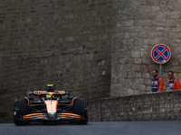 Lando Norris of McLaren during third practice ahead of the Formula 1 Grand Prix of Azerbaijan at Baku City Circuit in Baku, Azerbaijan on Se...