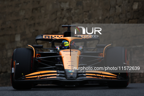 Oscar Piastri of McLaren during third practice ahead of the Formula 1 Grand Prix of Azerbaijan at Baku City Circuit in Baku, Azerbaijan on S...