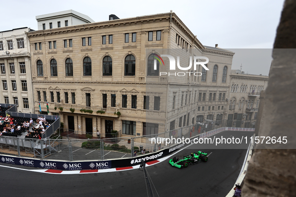 Zhou Guanyu of Kick Sauber during third practice ahead of the Formula 1 Grand Prix of Azerbaijan at Baku City Circuit in Baku, Azerbaijan on...