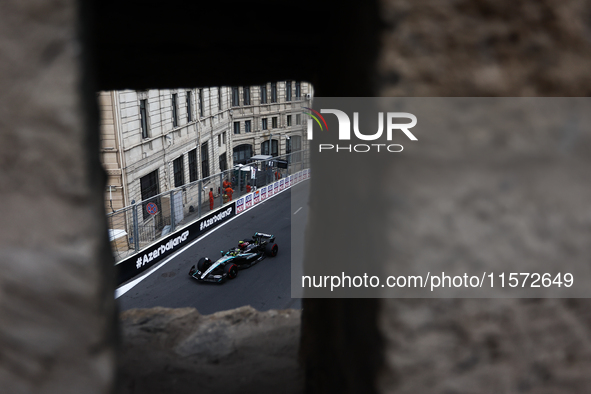 Lewis Hamilton of Mercedes during third practice ahead of the Formula 1 Grand Prix of Azerbaijan at Baku City Circuit in Baku, Azerbaijan on...