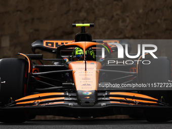 Lando Norris of McLaren during third practice ahead of the Formula 1 Grand Prix of Azerbaijan at Baku City Circuit in Baku, Azerbaijan on Se...