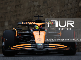 Oscar Piastri of McLaren during third practice ahead of the Formula 1 Grand Prix of Azerbaijan at Baku City Circuit in Baku, Azerbaijan on S...