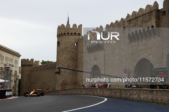 Oscar Piastri of McLaren during third practice ahead of the Formula 1 Grand Prix of Azerbaijan at Baku City Circuit in Baku, Azerbaijan on S...