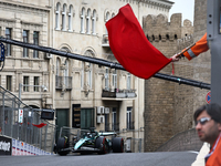 Lance Stroll of Aston Martin Aramco during third practice ahead of the Formula 1 Grand Prix of Azerbaijan at Baku City Circuit in Baku, Azer...