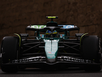 Fernando Alonso of Aston Martin Aramco during third practice ahead of the Formula 1 Grand Prix of Azerbaijan at Baku City Circuit in Baku, A...